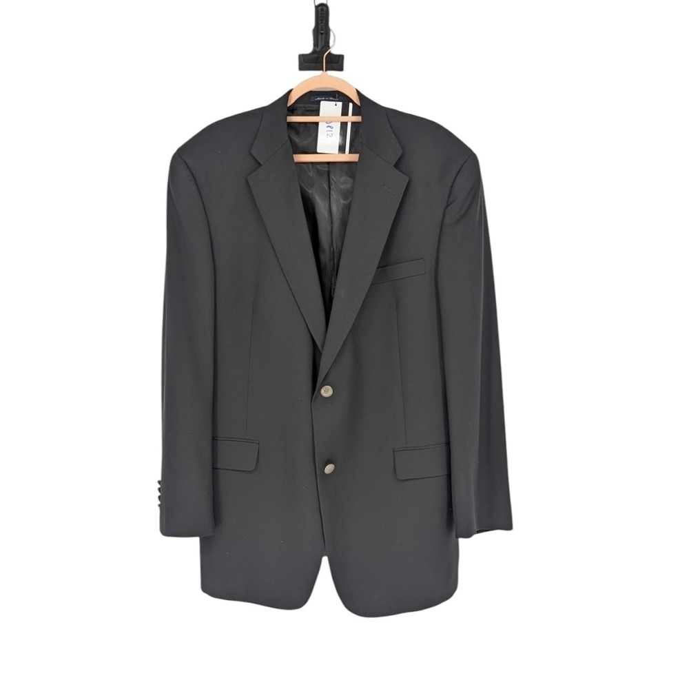 Austin Reed 100% Worsted Wool Blazer Black 46L classic business preppy formal
